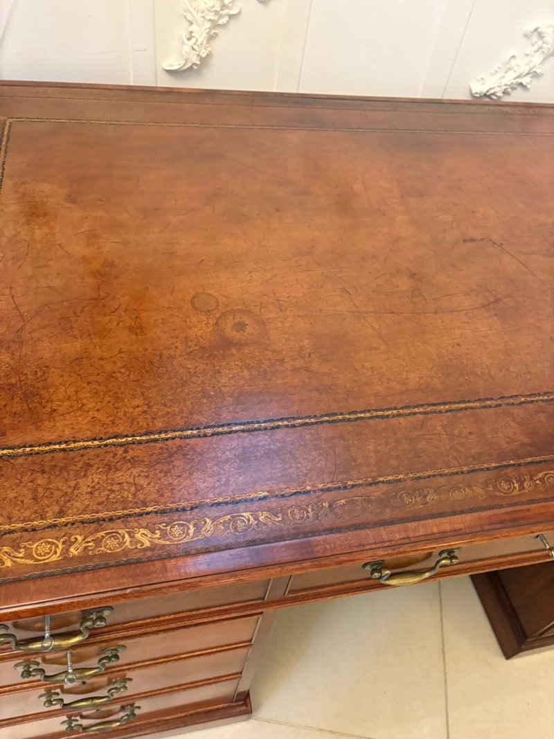 Antique Edwardian Quality Mahogany Partners Desk